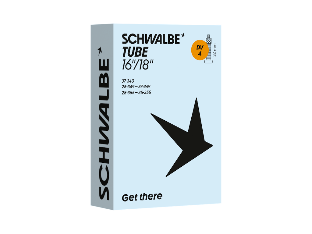 Schwalbe slange 16/18"x1,10-1,50 (28/37-340/355) med 32mm lang Dunlop ventil DV4