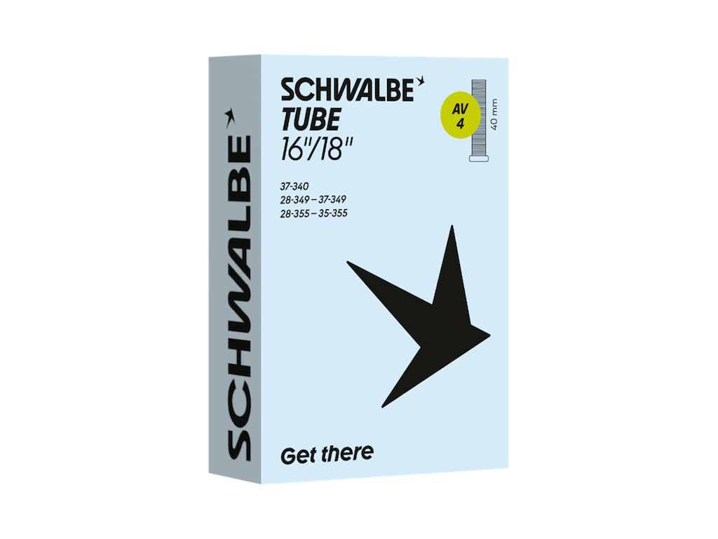 Schwalbe slange 16/18"x1,10-1,50 (28/37-340/355) med 40mm lang Autoventil AV4