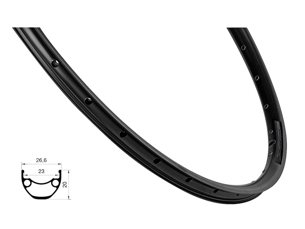 FORCE XC Basic fælg 29"(622x23) aluminium 32 eger huller - Skivebremse - Sort