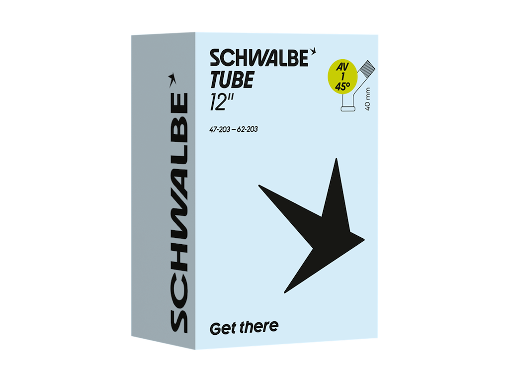Schwalbe slange 12"x1,75-2,50 (47/62-203) med 45 graders bøjning Autoventil AV1