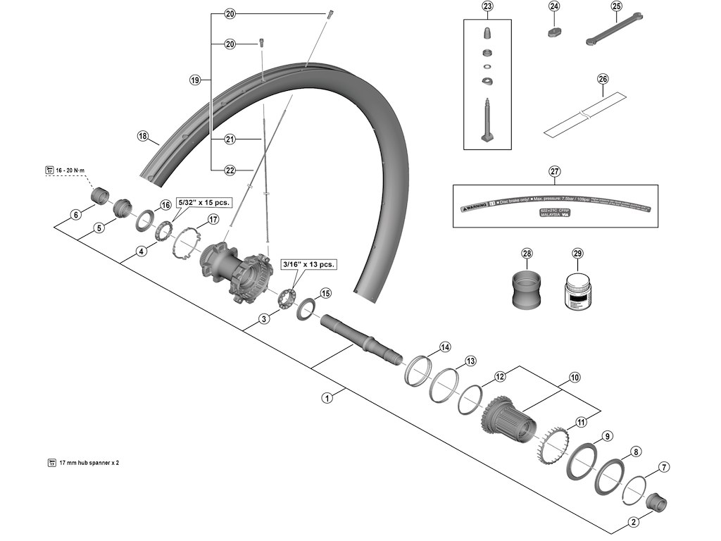 Shimano Dura Ace lukkemøtrik enhed venstre med O-ring til baghjul model WH-R9270-C36-TL-R