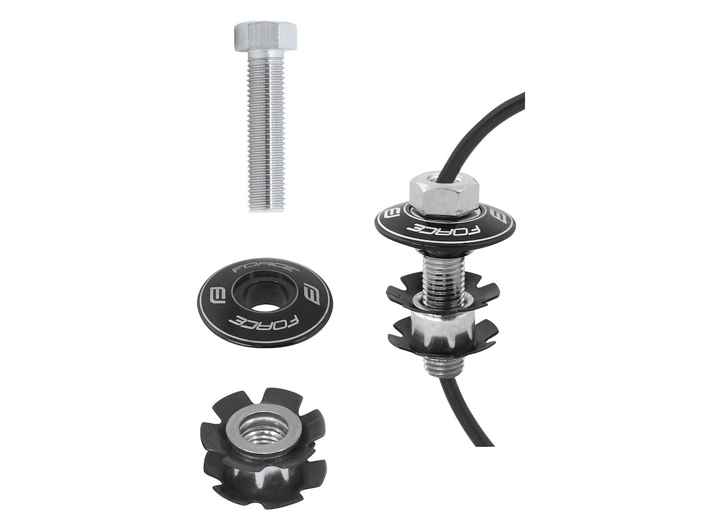 FORCE star nut med hul til BMX 1 1/8'' aluminium - sort