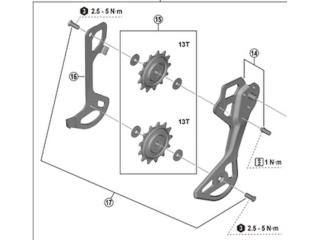 Shimano XT Pulleyhjul og laske GS til bagskifter model RD-M8250-GS