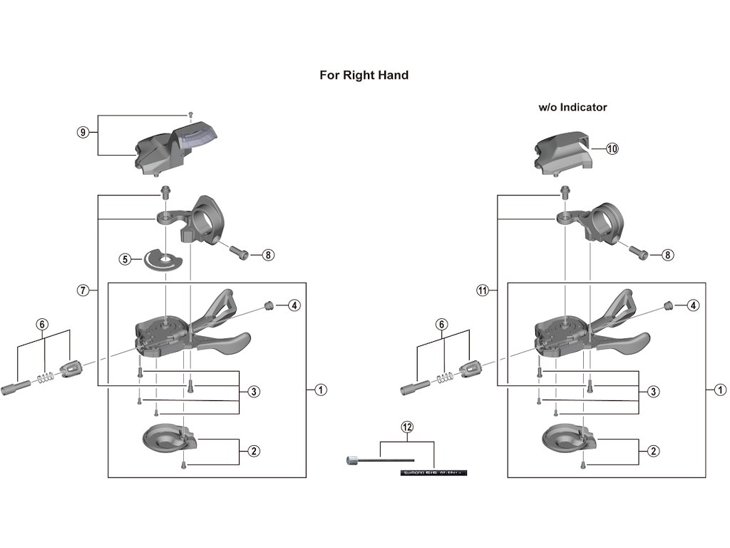 Shimano Deore hovedgrebsdæksel højre og monteringsbol til skiftegreb model SL-M5130 R10
