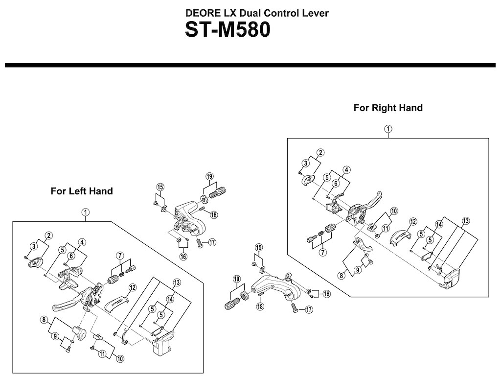 Shimano Deore LX topdæksel med skrue til højre skiftegreb top model ST-M580