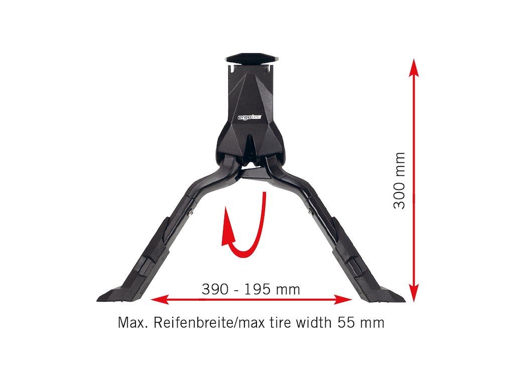 Ergotec Double Flex 3 Støtteben center 28-29" cykler - 300mm høj - Sort