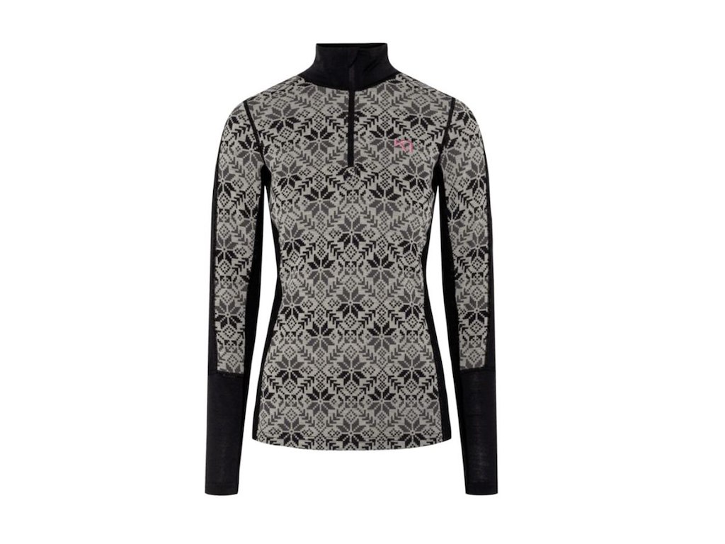 Kari Traa Anna baselayer half-zip trøje merino sort/hvid dame