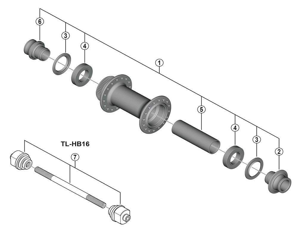 Shimano aksel komplet til fornav model HB-TC500-12