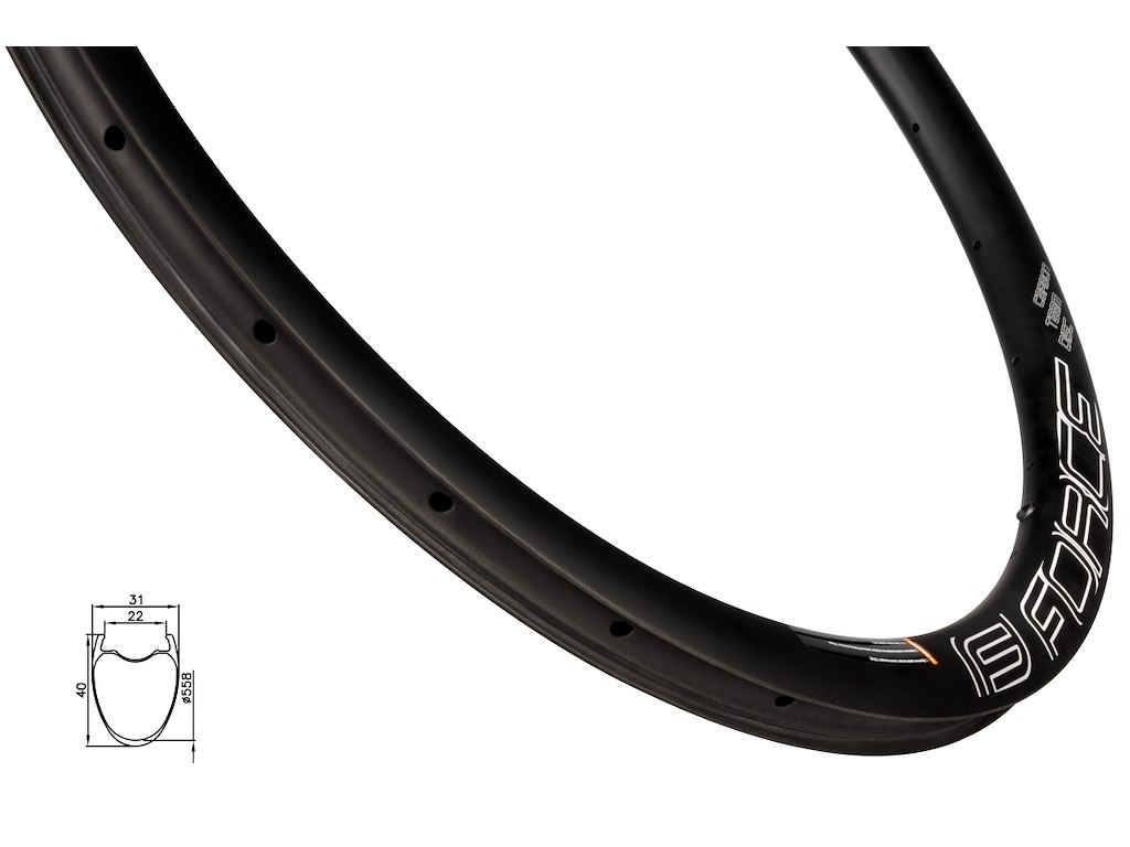 FORCE fælg 700c Carbon Gravel til skivebremser 40mm høj og 24 eger huller sort