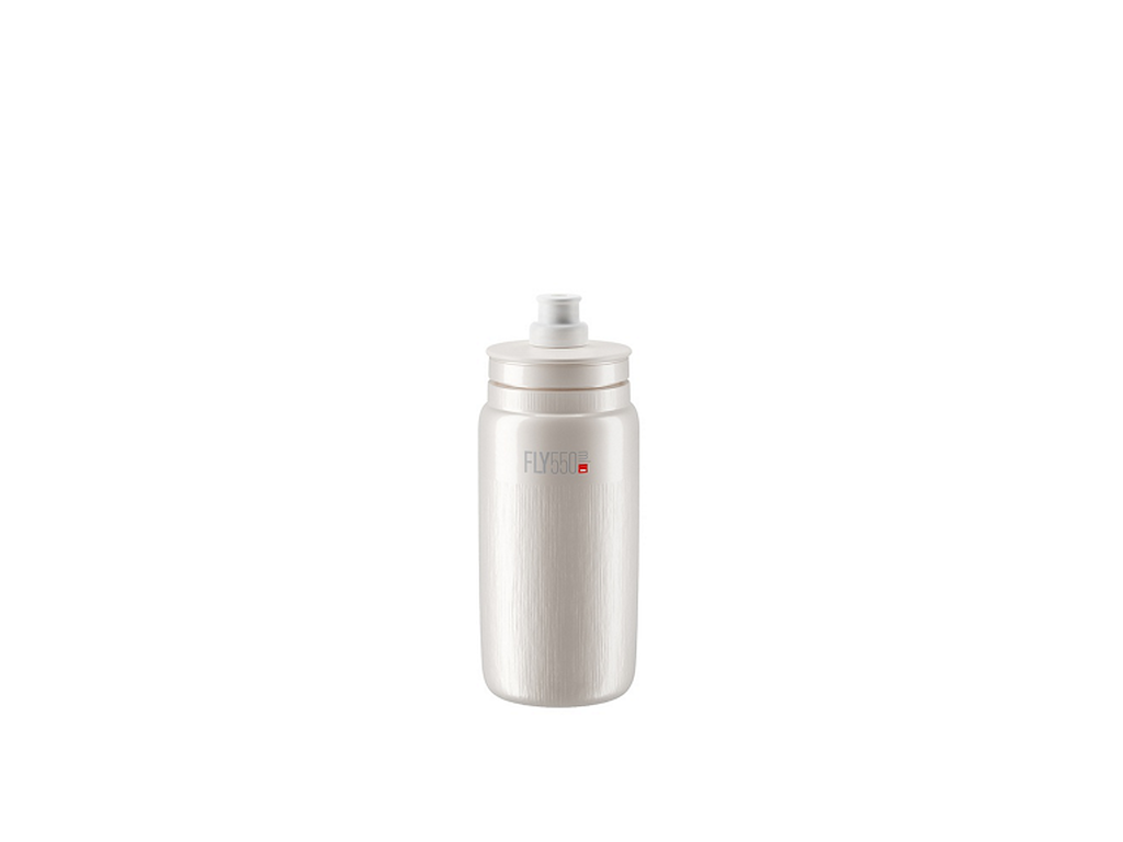 Elite Flaske FLY TEX White Pearly, Grey Logo 550ml - Drikkeflaske