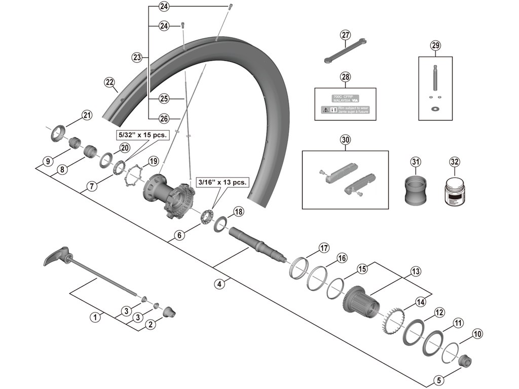 Shimano Dura Ace stopring til baghjul model WH-R9200-C50-TU-R