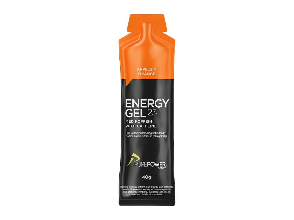 PurePower Energi Gel med Koffein 40 g - Appelsin, Optimal til Løb og Træning
