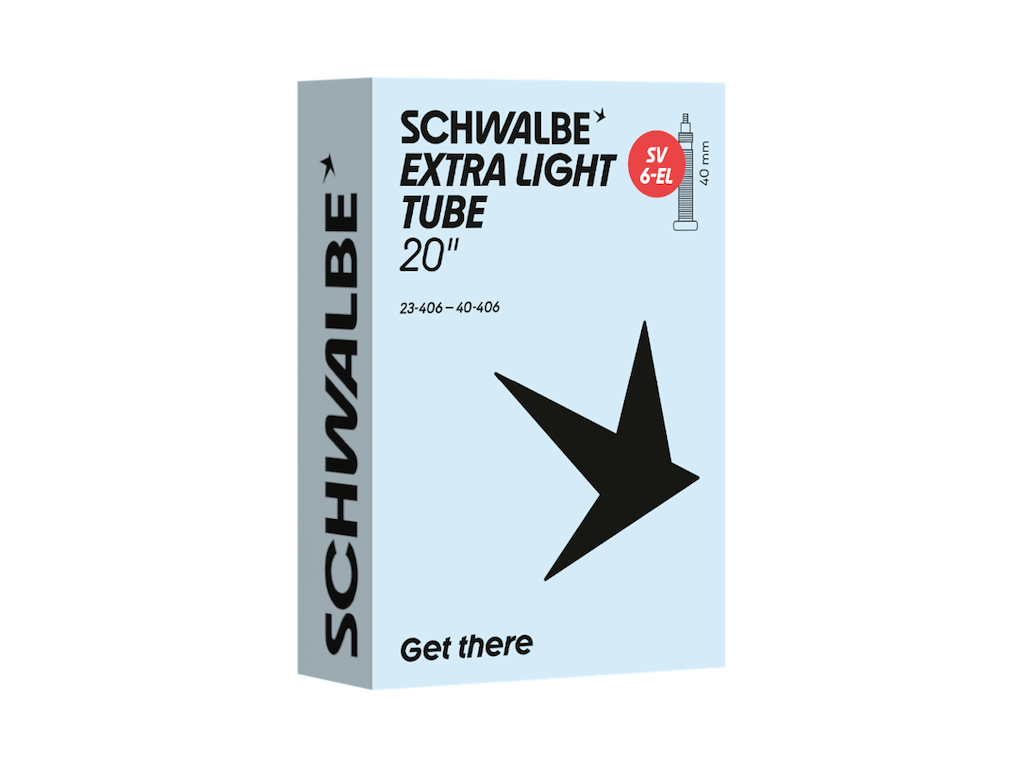 Schwalbe Extra Light slange 20"x0,90-1,60 (23/40-406) med 40mm lang racerventil SV6-EL