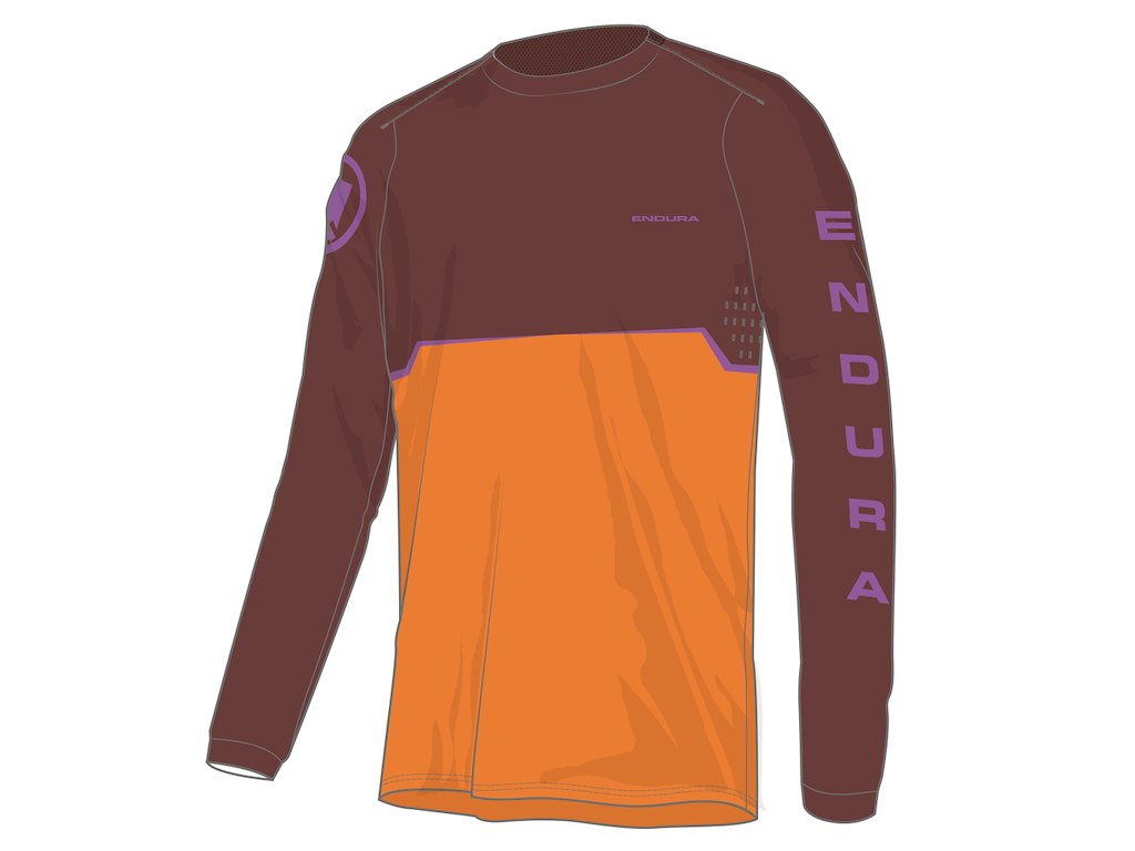 Endura Core Printed Jersey - Cykeltrøje - Lange ærmer - End Orange - Str. 2XL