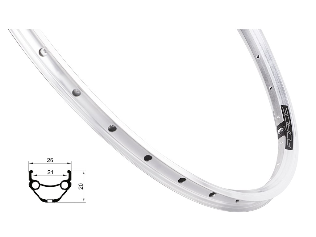FORCE Prime fælg 26" (559x21) aluminium 32 eger huller - Fælgbremse - Sølv