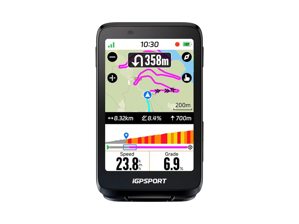 iGPSPORT BiNavi Cykelcomputer - 3.5" Touch Skærm, Bluetooth, GPS, IPX7 Vandtæt, 35 Timer