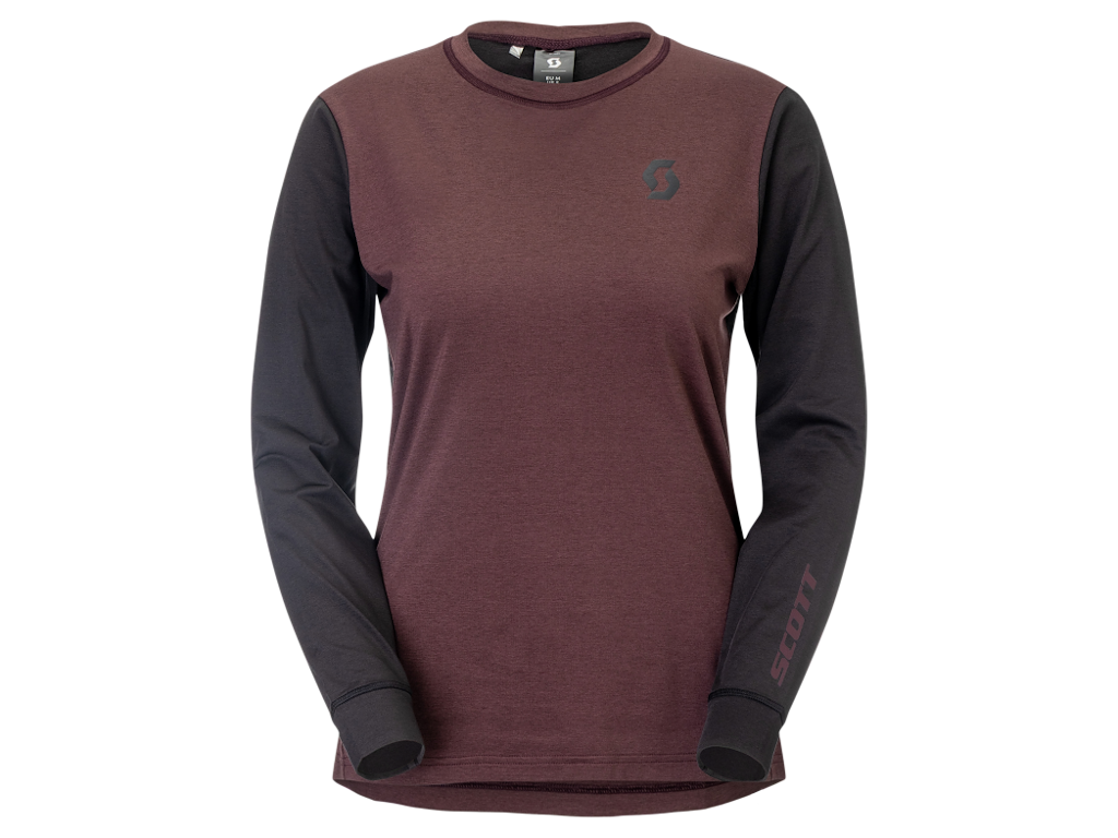SCOTT Vertic Pro Mid LS Tee - Cykeltrøje - Lange ærmer - Dame - Cocoa Red/Sort - Str. XL