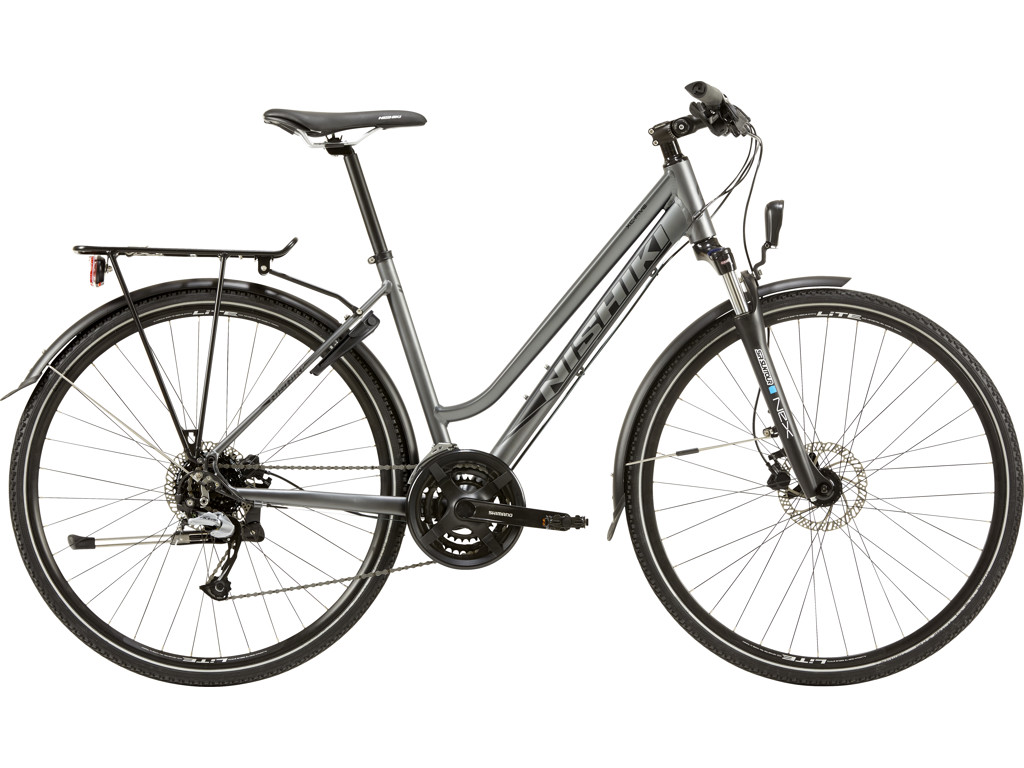 Nishiki XC Five Hybrid Shimano Acera 24 gear hydrauliske skivebremser dame grå