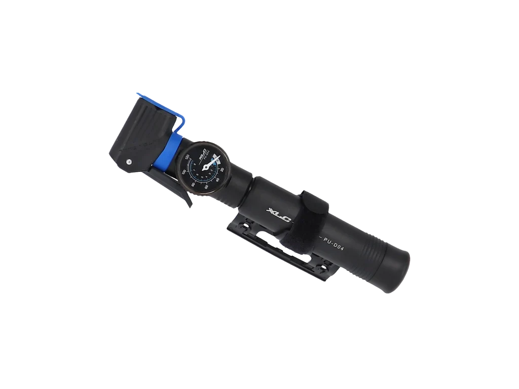 XLC mini pumpe med dobbelt pumpehoved og manometer