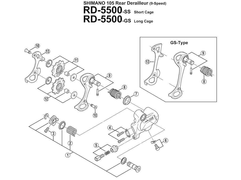 Shimano kabelbolt og plade til RD-5500