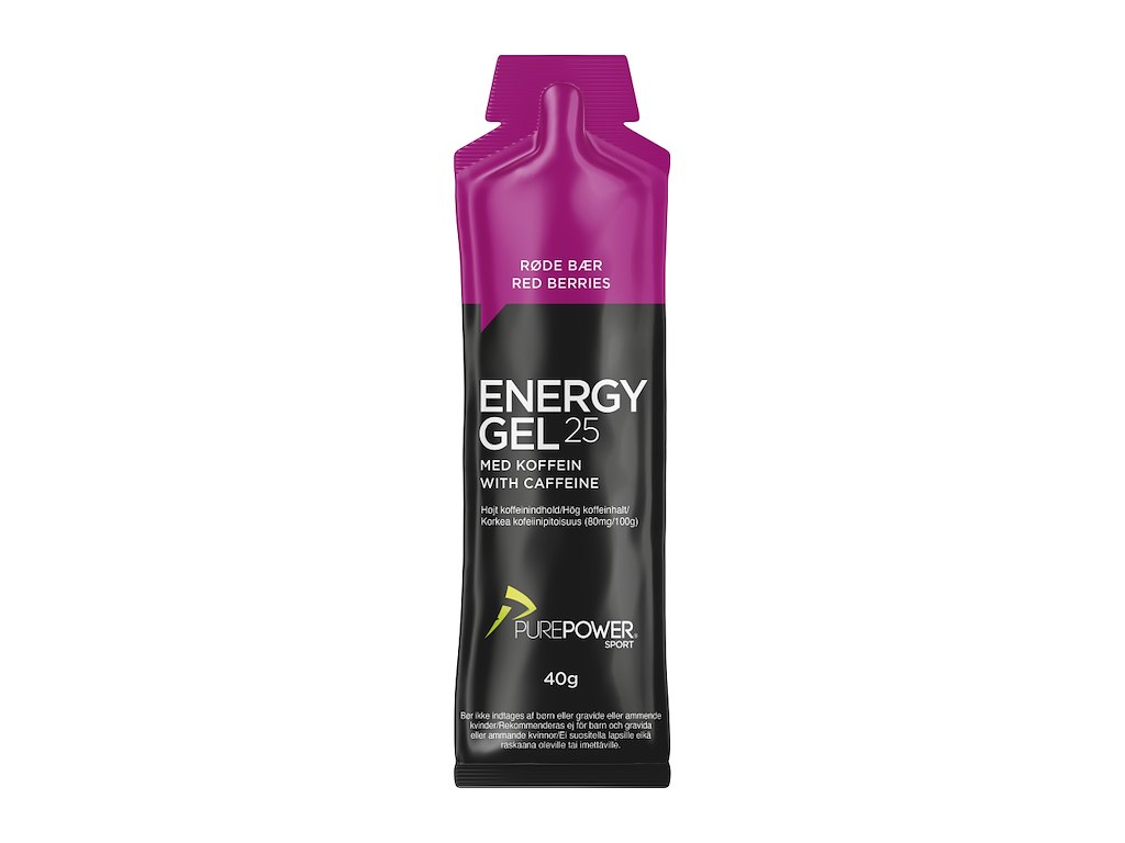 PurePower Energi Gel med Koffein 40 g - Rød Bær Smag til Øget Ydelse