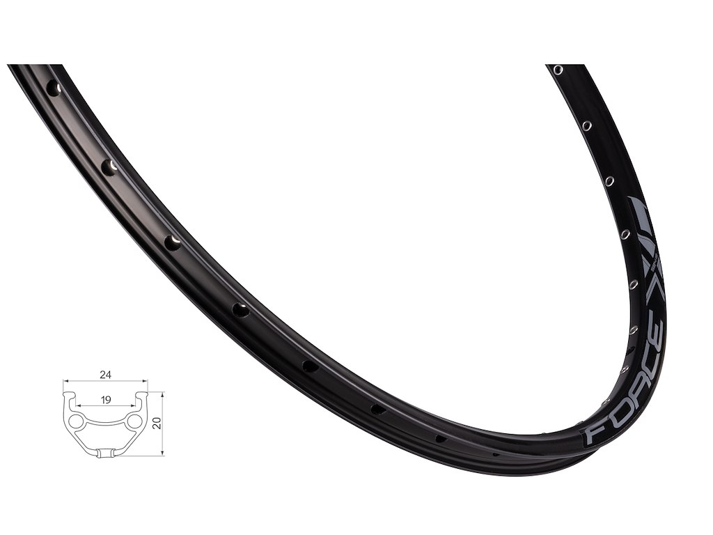 FORCE XC Basic fælg 27,5"(584x19) aluminium 36 eger huller - Skivebremse - Sort