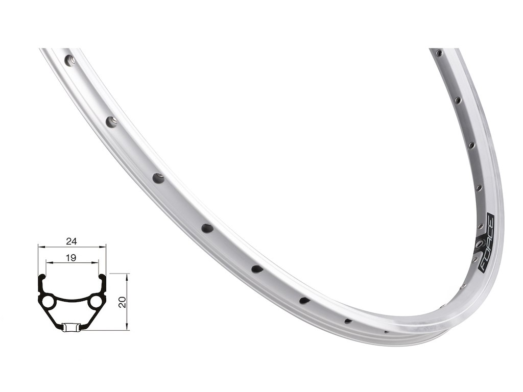 FORCE Classic fælg 28" (622x19) aluminium 36 eger huller - Fælgbremse - Sølv