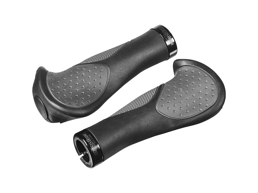 Ergotec Frisco 2 Silikon Håndtag i sæt 140/140mm bred ø22,2mm - Sort/Grå