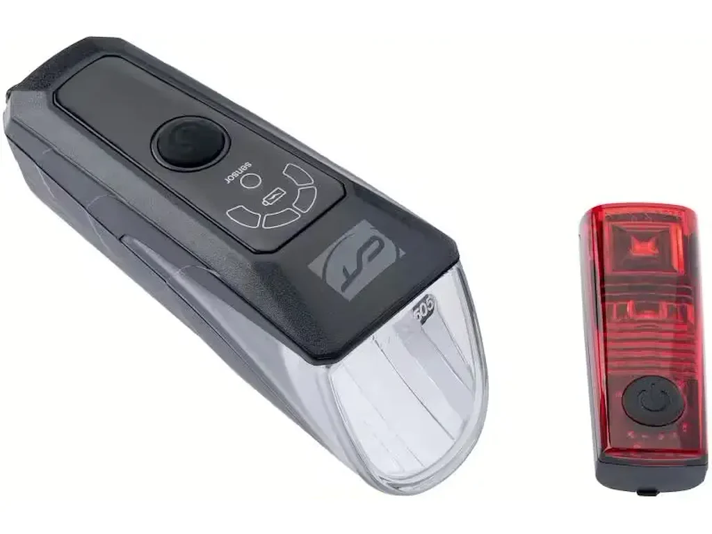 CONTEC 24sevenStop - Lygtesæt - 70 Lux - LED - Batteri - StVZO - Sort/Grå