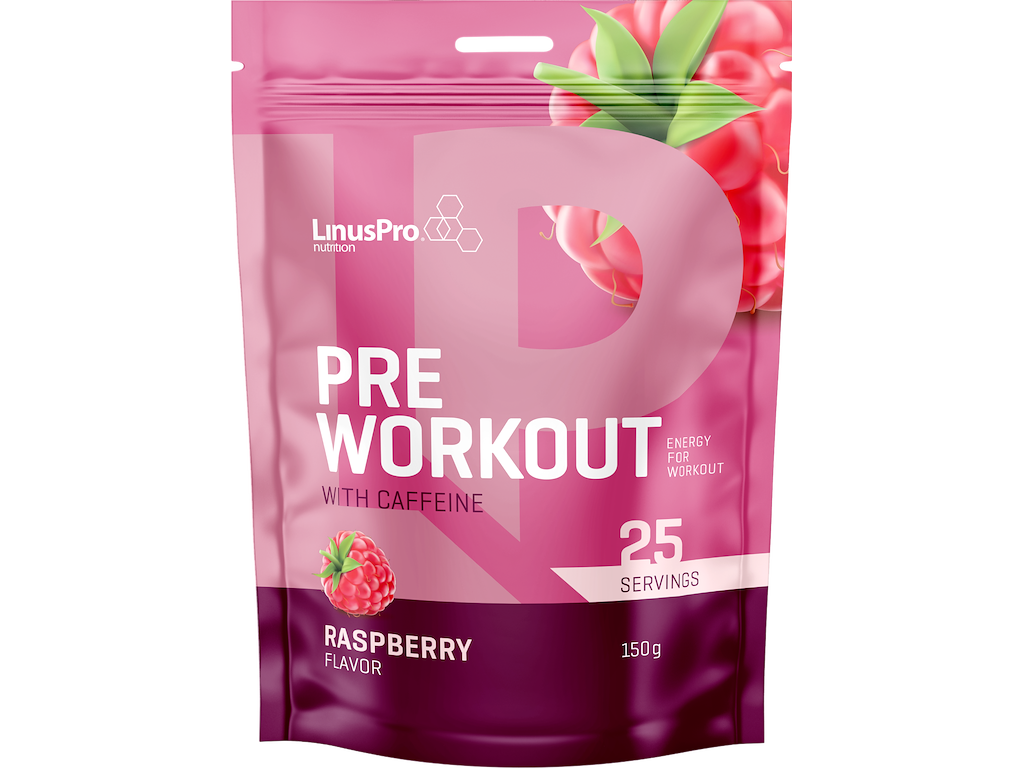 LinusPro Pre Workout med Koffein - Hindbær - 150g