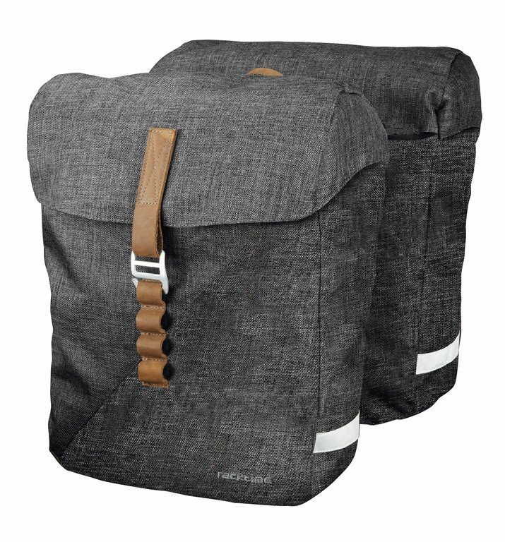 Racktime Heda Dobbelt Sidetaske i kanvas og læder Grå 24,5 liter