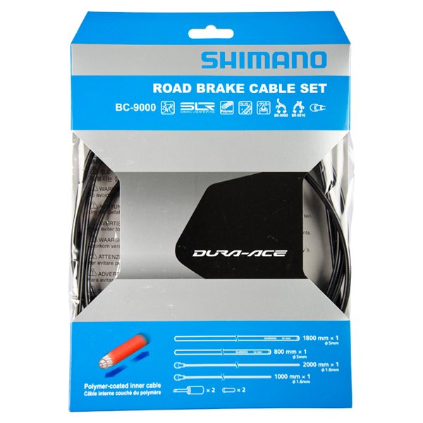 Shimano Dura Ace Bremsekabelsæt - Road Polymer - For-og bagbremsekabel komplet - Sort