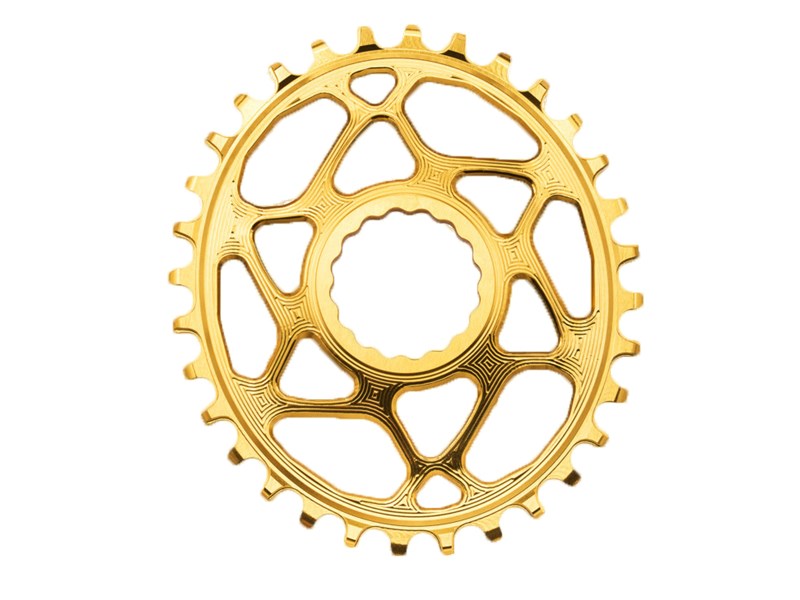 AbsoluteBlack Oval 34t klinge til direkte montering (Raceface) Guld 3 mm offset