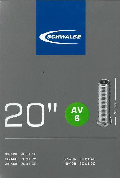 Schwalbe slange 20 x 1,35-1,50 med Auto ventil AV6