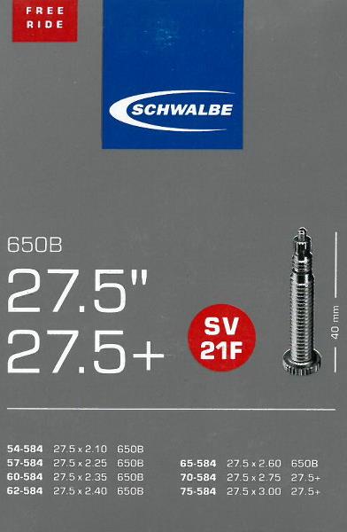 Schwalbe 10400073, Presta-ventil, 27,5, 53 - 76,2 mm, 4 cm, Sort, CE
