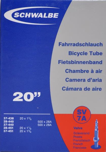 Schwalbe slange 20x1 1/8-1 3/8 (28/37-438/451) SV7A