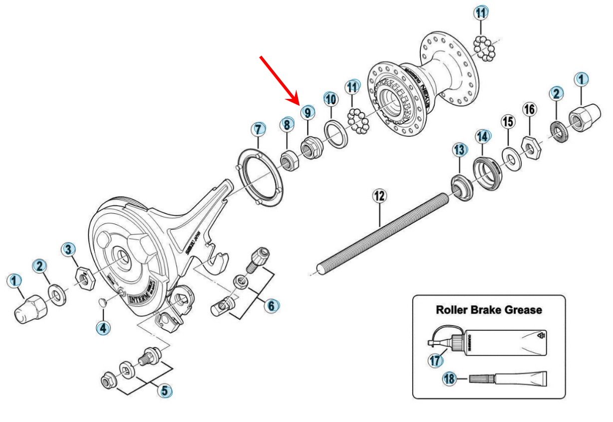 Shimano Nexus - Konus venstre M9 x 12mm - Fornav