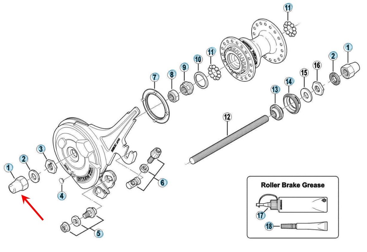 Shimano Nexus - Møtrik til Dynamo og andre Nexus fornav